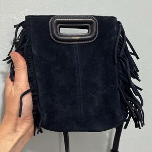 Maje Mini M Bag Suede Navy Blue